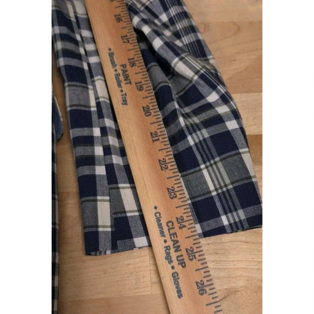 Chaps Mens Blue White Plaid Sport Coat Jacket 100% Cotton Blazer Size 40R